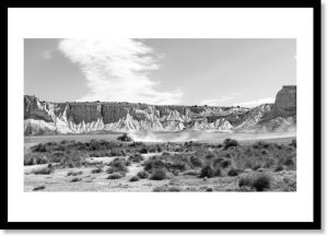 Photographie d’un tirage d’art représentant un éclair dans le désert des Bardenas, illustration de la boutique en ligne.